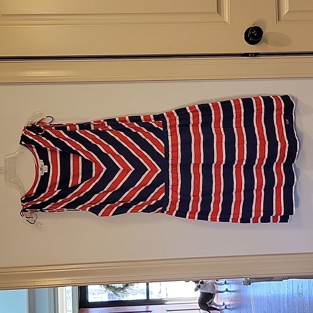 Vineyard Vines Red, White & Navy Striped Sleeveless Dress
